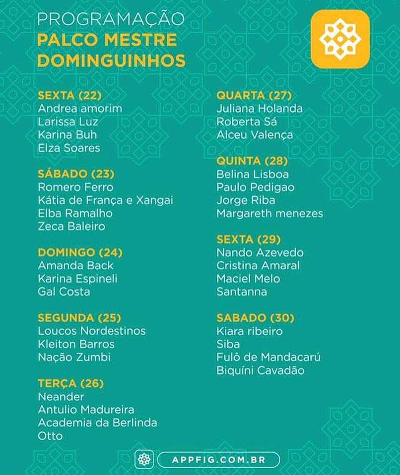 A programação (Crédito: Divulgação)