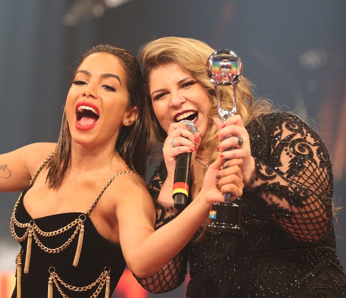 Anitta dividiu o troféu com Marilia Mendonça (Crédito: Gshow)
